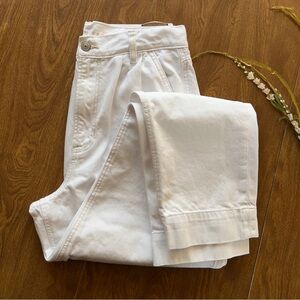 American Eagle Outfitters Women Off white cream Pleated Ankle Denim Jeans Size 8